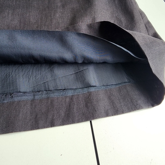 Vtg Women's Linen Midi Skirt ILGWU Black Side Zip USA Sz 12 - Picture 4 of 13